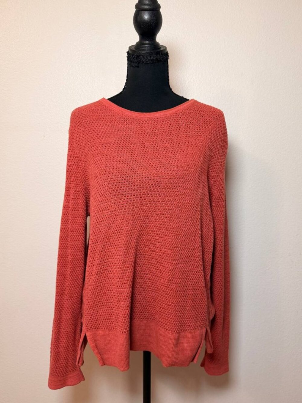 LOFT Coral Open Knit Sweater Lightweight Boho Style XL